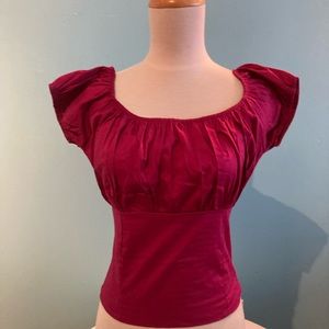 Raspberry coloured peasant top
